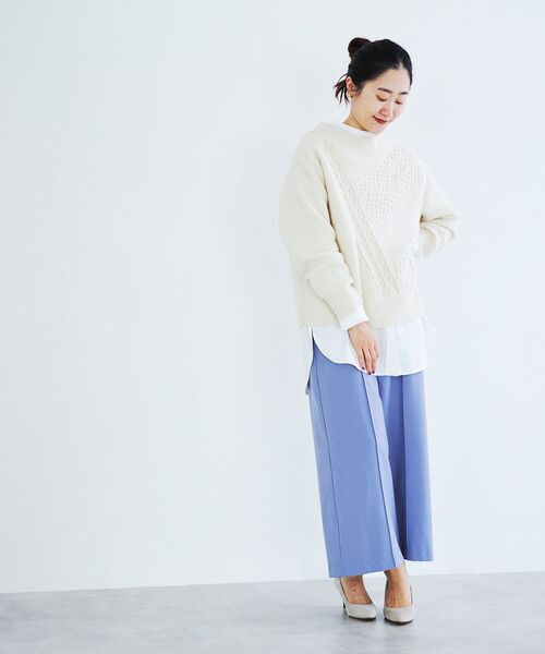 le.coeur blanc（ルクールブラン）の「パッチワークケーブルニットプルオーバー（ニット/セーター・レディース・ブラック/アイボリー/グレー・38）」の17枚目の写真