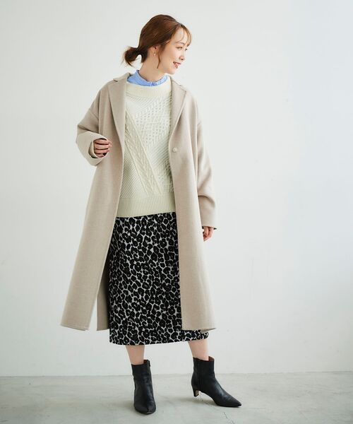 le.coeur blanc（ルクールブラン）の「パッチワークケーブルニットプルオーバー（ニット/セーター・レディース・ブラック/アイボリー/グレー・38）」の21枚目の写真