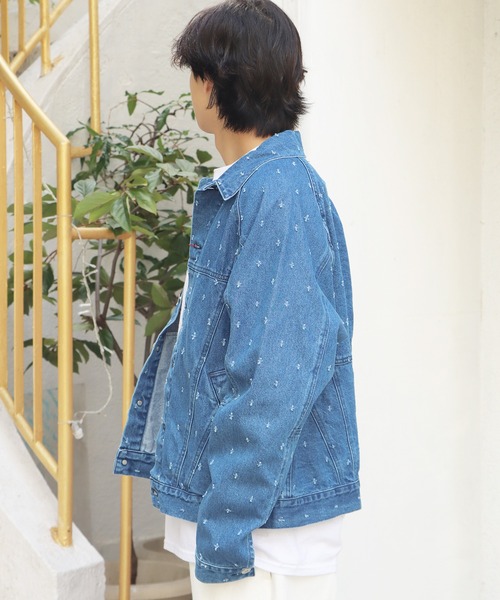 CAL O LINE(キャルオーライン)の「CAL O LINE/キャルオーライン PUNCH DENIM JACKET デニムジャケット 総柄 パッチワーク(デニムジャケット・メンズ・ブルー・XL/M/L)」の2枚目の写真