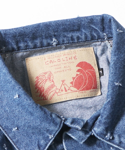 CAL O LINE(キャルオーライン)の「CAL O LINE/キャルオーライン PUNCH DENIM JACKET デニムジャケット 総柄 パッチワーク(デニムジャケット・メンズ・ブルー・XL/M/L)」の5枚目の写真