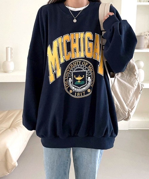 Dalfwin(ダールフィン)の「2022 AW 秋冬 韓国ファッション スウェット レディース MICHIGANプリント パーカー フーディー トレーナー トップス オーバーサイズ ビッグシルエット 2type(スウェット・レディース・ブラック/チャコールグレー/ネイビー・FREE)」の19枚目の写真