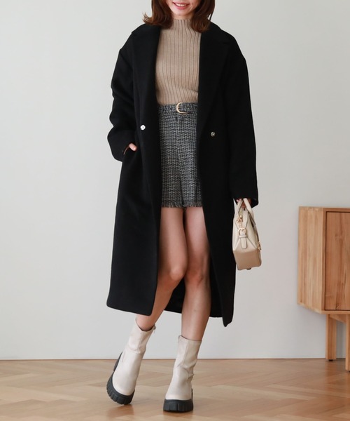 archives（アルシーヴ）の「’ウールロングチェスターコート’（チェスターコート・レディース・ベージュ/グレー/ブラック/グレイッシュベージュ・MEDIUM）」の2枚目の写真