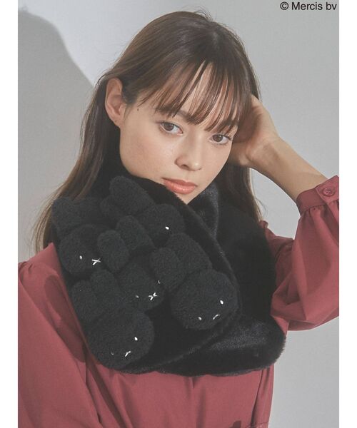 merry jenny（メリージェニー）の「もこもこmiffyティペット（マフラー・レディース・アイボリー/ブラック・FREE）」の8枚目の写真