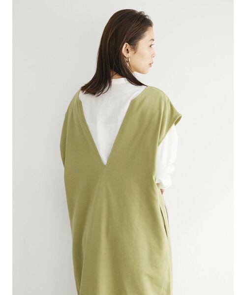 Petit fleur(プチフルール)の「・Petit Fleur Vネックワンピース(ジャンパースカート・レディース・ライトカーキ/グレイッシュベージュ/ブラウン/ブラック・FREE)」の10枚目の写真