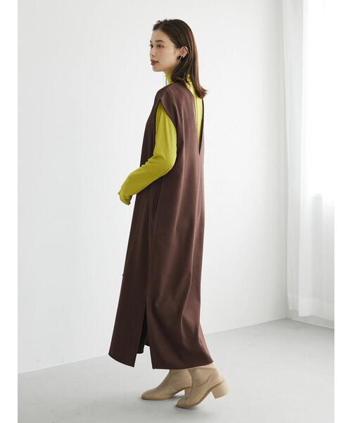 Petit fleur(プチフルール)の「・Petit Fleur Vネックワンピース(ジャンパースカート・レディース・ライトカーキ/グレイッシュベージュ/ブラウン/ブラック・FREE)」の16枚目の写真