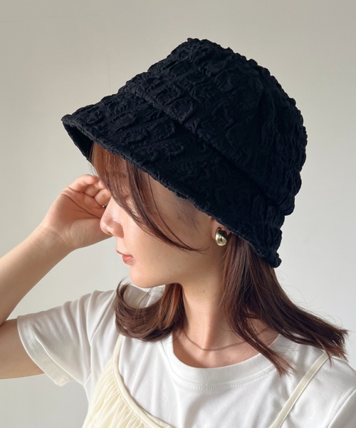 CLEA（クレア）の「ふくれジャガード/ポップコーンバケットハット（ハット・レディース・ホワイト/ブラック・FREE）」の15枚目の写真