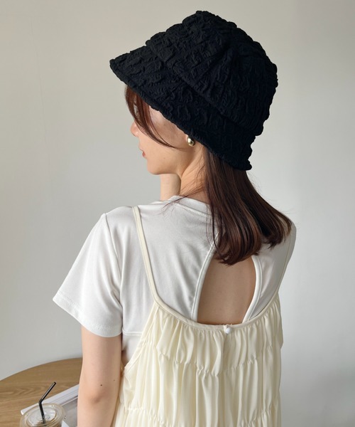 CLEA（クレア）の「ふくれジャガード/ポップコーンバケットハット（ハット・レディース・ホワイト/ブラック・FREE）」の19枚目の写真