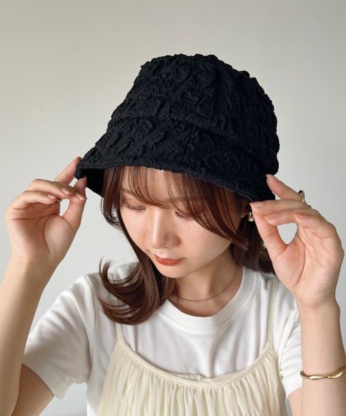 CLEA（クレア）の「ふくれジャガード/ポップコーンバケットハット（ハット・レディース・ホワイト/ブラック・FREE）」の16枚目の写真