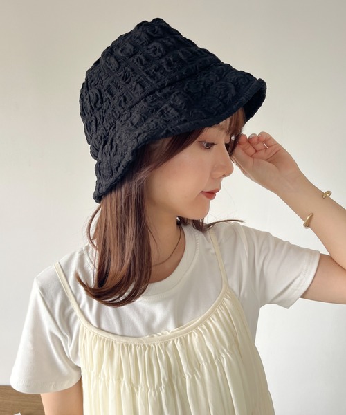 CLEA（クレア）の「ふくれジャガード/ポップコーンバケットハット（ハット・レディース・ホワイト/ブラック・FREE）」の18枚目の写真