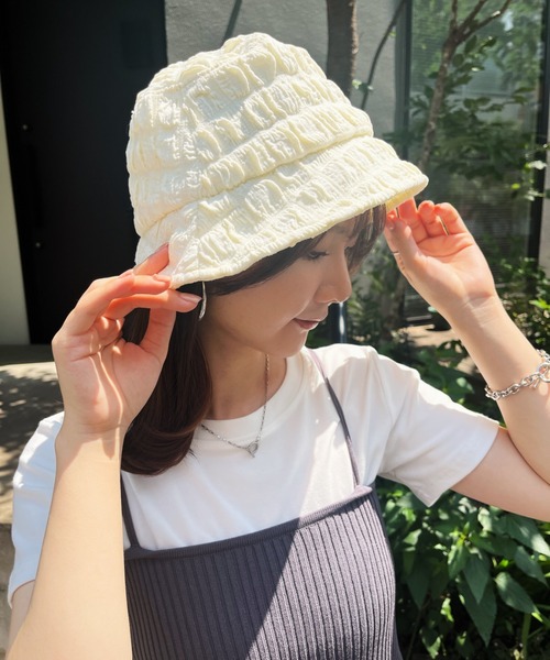 CLEA（クレア）の「ふくれジャガード/ポップコーンバケットハット（ハット・レディース・ホワイト/ブラック・FREE）」の11枚目の写真