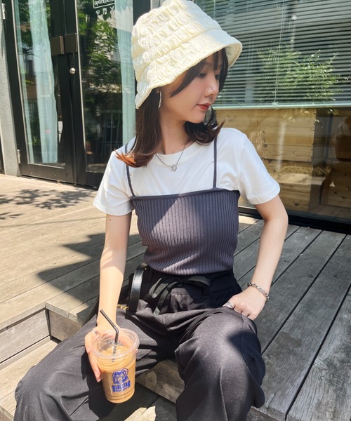 CLEA（クレア）の「ふくれジャガード/ポップコーンバケットハット（ハット・レディース・ホワイト/ブラック・FREE）」の12枚目の写真