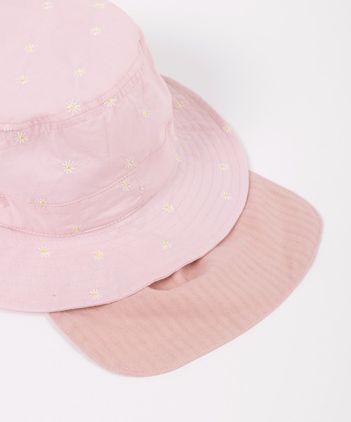 KP DECO（ケーピーデコ）の「小花刺繍の日よけ付きハット(S～L)（ハット・キッズ・オフホワイト/ピンク・SMALL/MEDIUM/LARGE）」の5枚目の写真