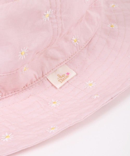 KP DECO（ケーピーデコ）の「小花刺繍の日よけ付きハット(S～L)（ハット・キッズ・オフホワイト/ピンク・SMALL/MEDIUM/LARGE）」の4枚目の写真