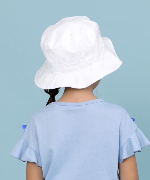 KP DECO（ケーピーデコ）の「小花刺繍の日よけ付きハット(S～L)（ハット・キッズ・オフホワイト/ピンク・SMALL/MEDIUM/LARGE）」の10枚目の写真