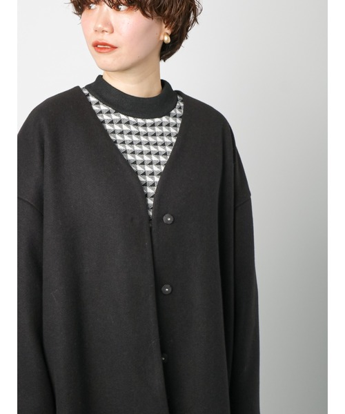 Lugnoncure(ルノンキュール)の「ノーカラーコート(ノーカラーコート・レディース・モカ/ブラック/ベージュ・フリ-)」の4枚目の写真