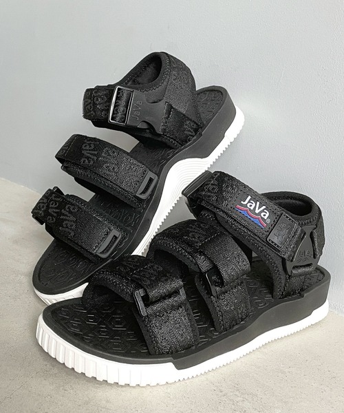 セール】《JaVaジャバコラボ》 3ストラップベルクロスポーツサンダル