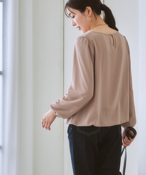 セール】【あったか裏地付】シフォン前タックブラウス（シャツ