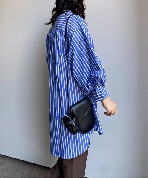 CPCM（シーピーシーエム）の「Wボタンストライプ袖ボリュームブラウス（シャツ/ブラウス・レディース・ネイビー/オレンジ/サックスブルー/グリーン・FREE）」の22枚目の写真