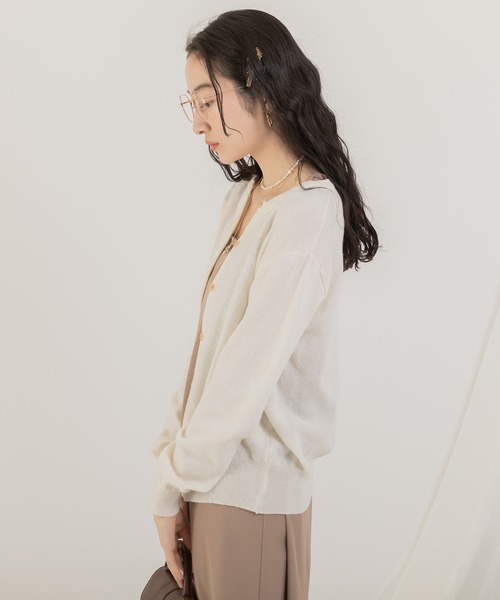 Jeudi（ジュディ）の「クルーネックカラーカーディガン（カーディガン/ボレロ・レディース・ブラック/グレー/グリーン/アイボリー/モカ・FREE）」の13枚目の写真