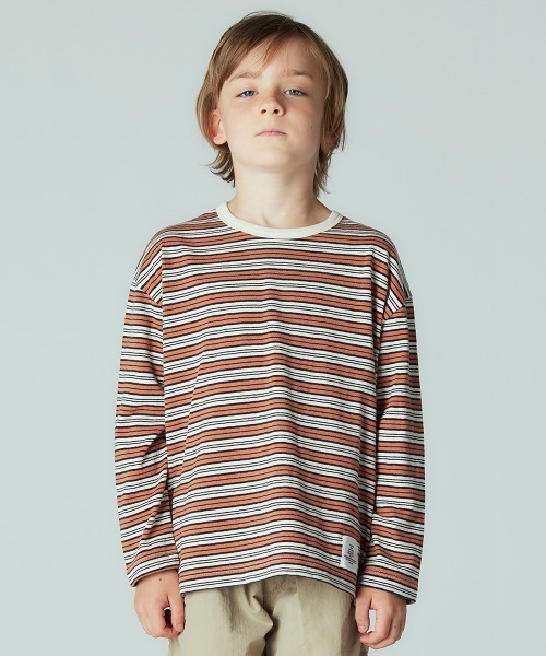 Smoothy(スムージー)の「Smoothy Multi border long sleeve Tee / スムージー マルチボーダーロンTEE(Tシャツ/カットソー・キッズ・オレンジ系その他/グリーン系その他/ブルー系その他・SMALL/MEDIUM/LARGE/X-LARGE)」の1枚目の写真