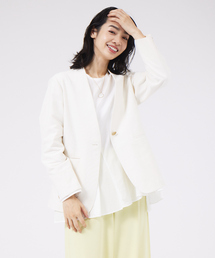 qualite | シルクネップジャケット(ノーカラージャケット)