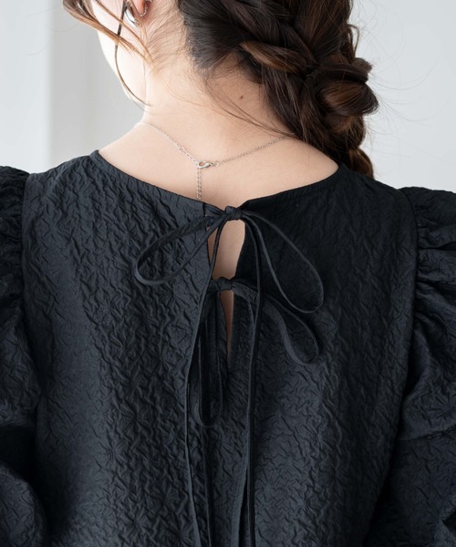 WEGO（ウィゴー）の「WEGO/フラワージャガードバックリボンブラウス（シャツ/ブラウス・レディース・ブラック/オフホワイト・FREE）」の7枚目の写真