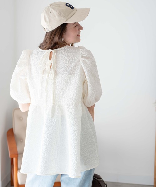 WEGO（ウィゴー）の「WEGO/フラワージャガードバックリボンブラウス（シャツ/ブラウス・レディース・ブラック/オフホワイト・FREE）」の10枚目の写真