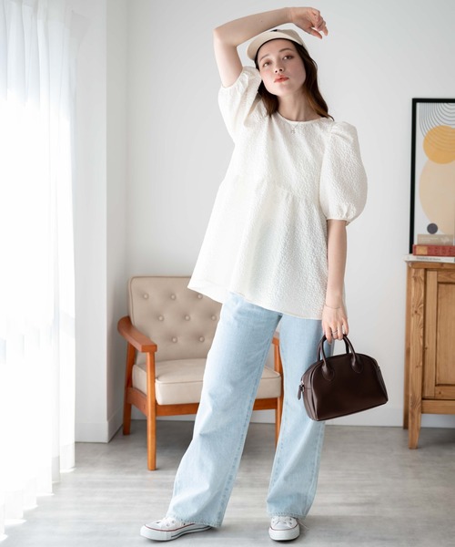 WEGO（ウィゴー）の「WEGO/フラワージャガードバックリボンブラウス（シャツ/ブラウス・レディース・ブラック/オフホワイト・FREE）」の11枚目の写真