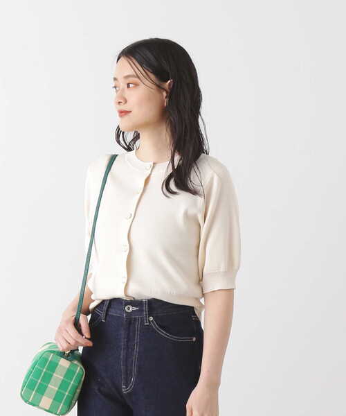 N.（N. Natural Beauty Basic）（エヌエヌナチュラルビューティーベーシック）の「◆前後２ＷＡＹ総針パフスリーブカーディガン（カーディガン/ボレロ・レディース・ブルーパープル/チェリーレッド/オフホワイト/ネイビー・MEDIUM）」の21枚目の写真