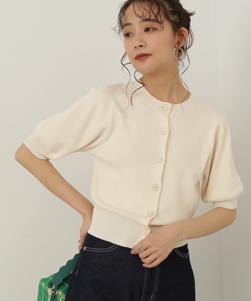 N.（N. Natural Beauty Basic）（エヌエヌナチュラルビューティーベーシック）の「◆前後２ＷＡＹ総針パフスリーブカーディガン（カーディガン/ボレロ・レディース・ブルーパープル/チェリーレッド/オフホワイト/ネイビー・MEDIUM）」の2枚目の写真