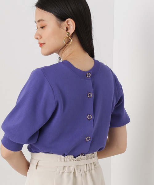 N.（N. Natural Beauty Basic）（エヌエヌナチュラルビューティーベーシック）の「◆前後２ＷＡＹ総針パフスリーブカーディガン（カーディガン/ボレロ・レディース・ブルーパープル/チェリーレッド/オフホワイト/ネイビー・MEDIUM）」の4枚目の写真