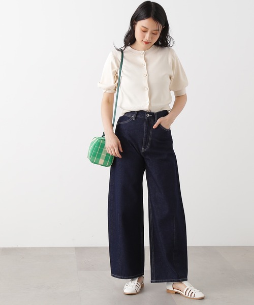 N.（N. Natural Beauty Basic）（エヌエヌナチュラルビューティーベーシック）の「◆前後２ＷＡＹ総針パフスリーブカーディガン（カーディガン/ボレロ・レディース・ブルーパープル/チェリーレッド/オフホワイト/ネイビー・MEDIUM）」の6枚目の写真