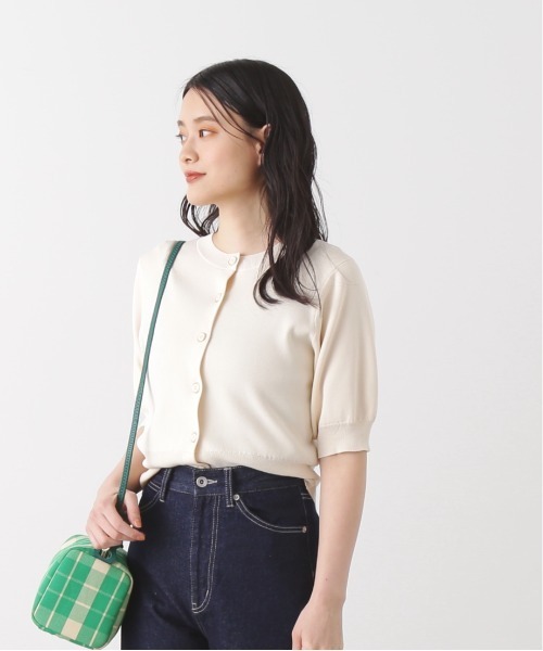 N.（N. Natural Beauty Basic）（エヌエヌナチュラルビューティーベーシック）の「◆前後２ＷＡＹ総針パフスリーブカーディガン（カーディガン/ボレロ・レディース・ブルーパープル/チェリーレッド/オフホワイト/ネイビー・MEDIUM）」の8枚目の写真