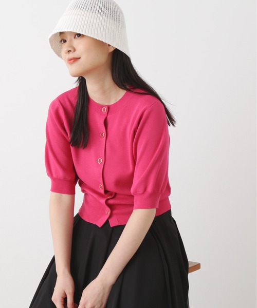 N.（N. Natural Beauty Basic）（エヌエヌナチュラルビューティーベーシック）の「◆前後２ＷＡＹ総針パフスリーブカーディガン（カーディガン/ボレロ・レディース・ブルーパープル/チェリーレッド/オフホワイト/ネイビー・MEDIUM）」の15枚目の写真