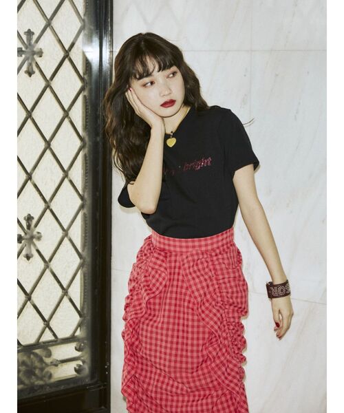 jouetie（ジュエティ）の「ラインストーンロゴフィット Tシャツ（Tシャツ/カットソー・レディース・ブラック/オフホワイト/ピンク・MEDIUM）」の14枚目の写真