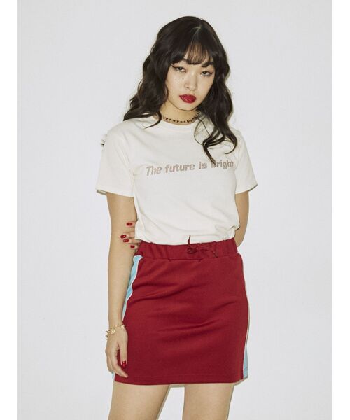 jouetie（ジュエティ）の「ラインストーンロゴフィット Tシャツ（Tシャツ/カットソー・レディース・ブラック/オフホワイト/ピンク・MEDIUM）」の4枚目の写真