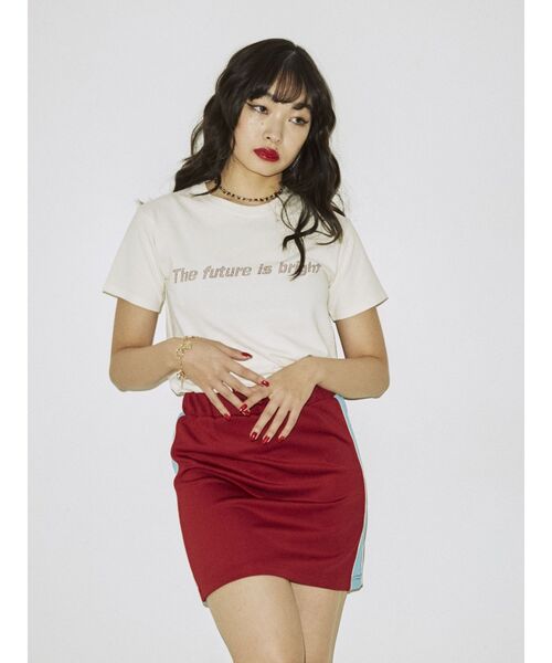 jouetie（ジュエティ）の「ラインストーンロゴフィット Tシャツ（Tシャツ/カットソー・レディース・ブラック/オフホワイト/ピンク・MEDIUM）」の9枚目の写真