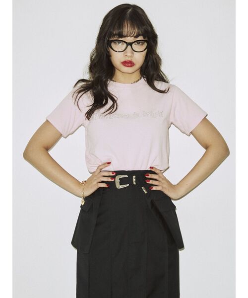 jouetie（ジュエティ）の「ラインストーンロゴフィット Tシャツ（Tシャツ/カットソー・レディース・ブラック/オフホワイト/ピンク・MEDIUM）」の19枚目の写真