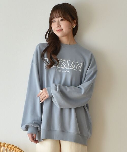 ems excite（エムズエキサイト）の「ウレタン刺繍BIGトレーナー（Tシャツ/カットソー・レディース・ホワイト系その他/ピンク/ブルー・FREE）」の2枚目の写真