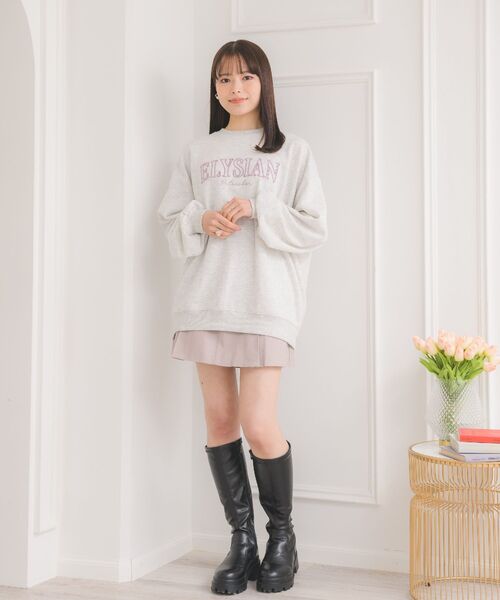 ems excite（エムズエキサイト）の「ウレタン刺繍BIGトレーナー（Tシャツ/カットソー・レディース・ホワイト系その他/ピンク/ブルー・FREE）」の4枚目の写真