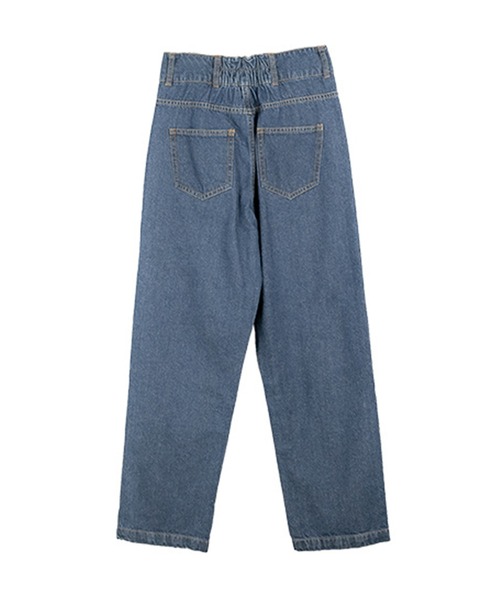 atONE（アットワン）の「atONE ウエストタックハイウエストセミワイドパンツ（デニムパンツ・レディース・ブルー/ネイビー/ダークインディゴブルー/サックスブルー系・LL/L/3L/4L/M）」の12枚目の写真