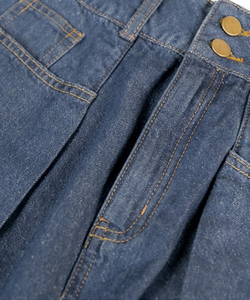 atONE（アットワン）の「atONE ウエストタックハイウエストセミワイドパンツ（デニムパンツ・レディース・ブルー/ネイビー/ダークインディゴブルー/サックスブルー系・LL/L/3L/4L/M）」の18枚目の写真