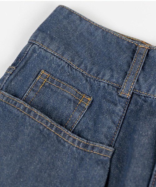 atONE（アットワン）の「atONE ウエストタックハイウエストセミワイドパンツ（デニムパンツ・レディース・ブルー/ネイビー/ダークインディゴブルー/サックスブルー系・LL/L/3L/4L/M）」の19枚目の写真
