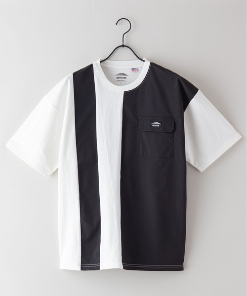 OUTDOOR PRODUCTS APPAREL(アウトドアプロダクツアパレル)の「USAコットン 縦切り替え ライン ビッグシルエット Tシャツ(Tシャツ/カットソー・メンズ・ブラウン/ホワイト/ブラック・MEDIUM/LARGE/X-LARGE)」の4枚目の写真