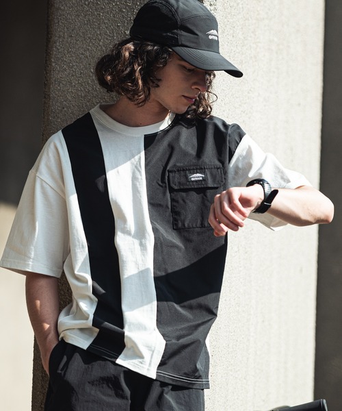 OUTDOOR PRODUCTS APPAREL(アウトドアプロダクツアパレル)の「USAコットン 縦切り替え ライン ビッグシルエット Tシャツ(Tシャツ/カットソー・メンズ・ブラウン/ホワイト/ブラック・MEDIUM/LARGE/X-LARGE)」の17枚目の写真