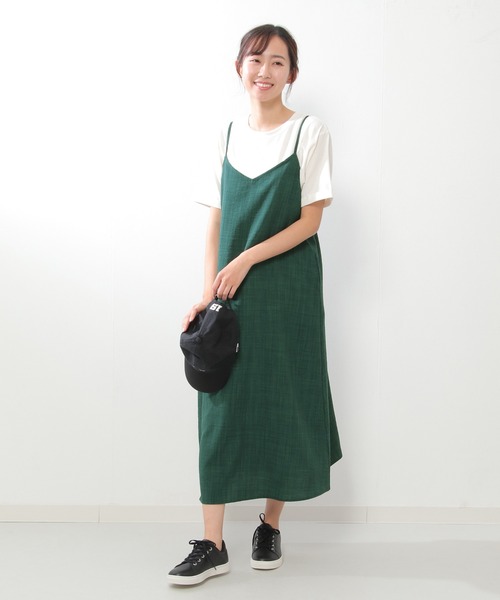 ikka(イッカ)の「【2点セット】袖タックプルオーバーキャミワンピースセット(ワンピース・レディース・ブラック/ベージュ/グリーン・S/M/L)」の12枚目の写真