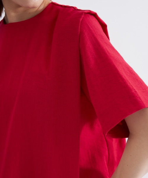 EDIT Gris（エディットグリ）の「【ボディラインを拾わないゆったりシルエット】半袖リネンタッチワンピース（ワンピース・レディース・レッド/ブルー/ブラック/ライトベージュ・FREE）」の22枚目の写真