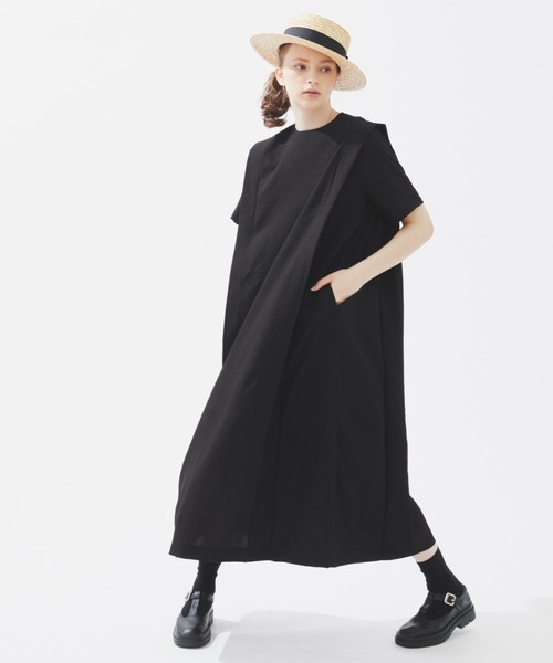 EDIT Gris（エディットグリ）の「【ボディラインを拾わないゆったりシルエット】半袖リネンタッチワンピース（ワンピース・レディース・レッド/ブルー/ブラック/ライトベージュ・FREE）」の18枚目の写真