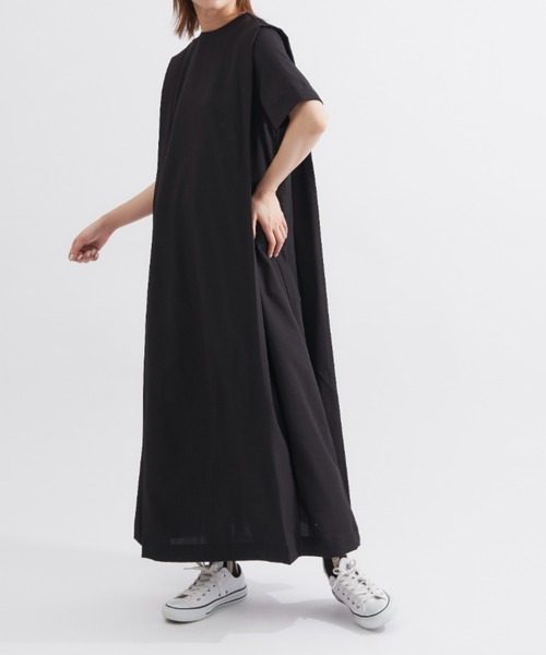 BEARDSLEY こだわりの詰まったクロスステッチワンピース　黒 BEARDSLEY こだわりの詰まったクロスステッチワンピース 黒