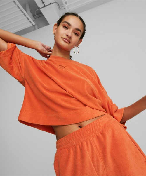 PUMA(プーマ)の「PUMA プーマ ウィメンズ CLASSICS パイル Tシャツ(Tシャツ/カットソー・レディース・グレー/レッド系その他/ライトグレー・LARGE/X-SMALL/SMALL/MEDIUM)」の1枚目の写真